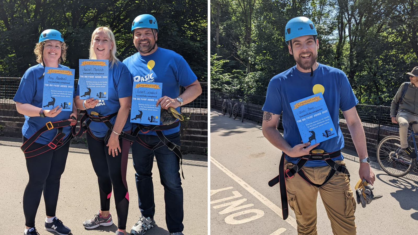 Corporate supporters doing the abseil